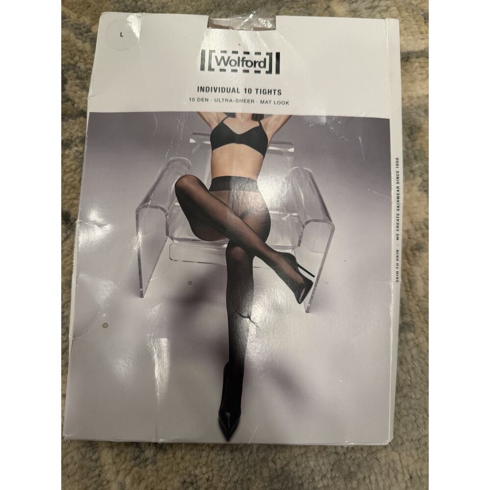 WOLFORD Individual 10 TIGHTS Ultra-Sheer Mat Look Fairly Light Women Size L NIB